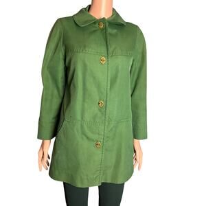 Canvas Chore Coat Green Flannel Lined Water Repellent Small Vintage
